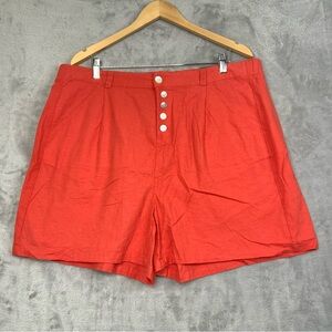 Torrid Red/Orange 4 Button Fly Soft Linen Shorts Women’s Size 18. (NWT).
